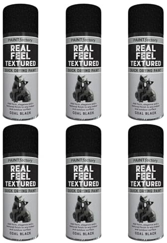 HOCHSTE 6x Real Feel Textured Effect Black Spray Paint, Quick Dry Aerosol, Durable Interior & Exterior Finish, High Coverage, Easy Spray Application, No CFC, 400ml, (6, Textured Effect Black)
