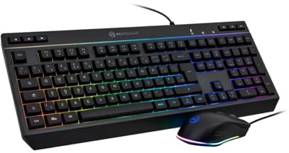 PCSpecialist - GS813 Gaming Keyboard & Mouse - Full Size Keyboard - Membrane Keys - Laser Mouse - RGB Lighting - English QWERTY Layout - Black