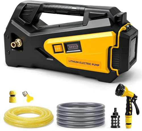 Wasserpumpe Pumpe für Dewalt 18V,20v Akku, Tragbare selbstansaugende Elektropumpe Für Haus, Pool, Wohnmobil, Garten, mit 10-Meter-Wasserauslassrohr, Hochdruck-Wasserpistole 7 Sprühmuster