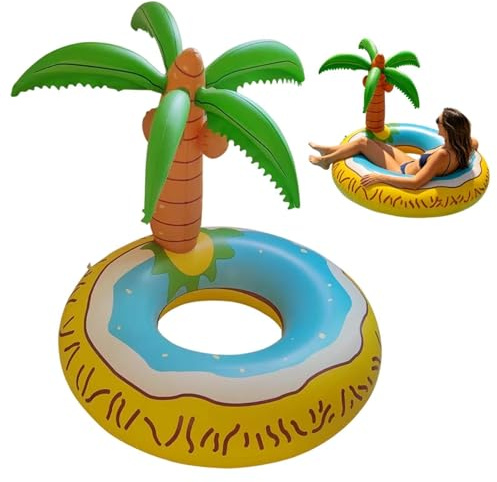 Badeinsel Mit Palme, Wasserinsel Aufblasbar Mit Palme, Riesiger Schwimmring Pool Palmes Für Erwachsene, Großes Sommer-Party-Zubehör