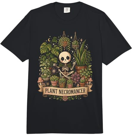 Plant Necromancer Skeleton Houseplant Goth Gardening Art Comfort Colors Adult Heavyweight T-Shirt