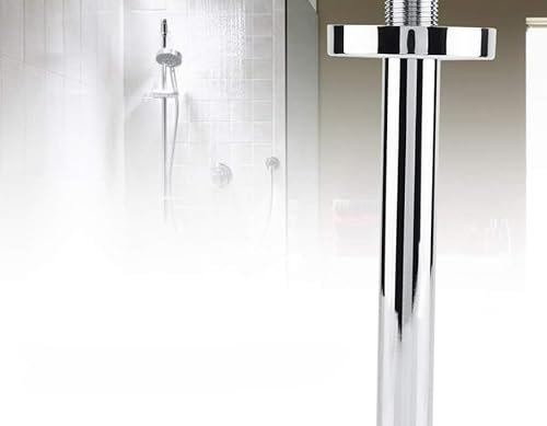 Jadeshay Shower Arm, Universal Shower Head Arm Shower Extension Arms Pipe with Flange, Round Top Shower Arm Pipe Wall Mount, for Bathroom Ceiling Fixed Shower Head Accessories (30 cm/11.81 in)