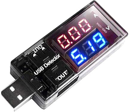 ARCELI USB Detektor Strom Spannungsprüfer Meter Rot + Blaue LED Zweireihige Anzeige Digital Voltmeter Amperemeter Ladegerät Doktor Schwarz