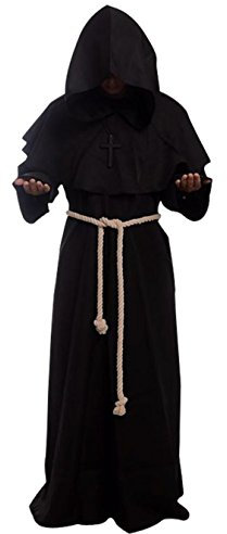 GOLDSTITCH Mönch Renaissance Priester Mönch Mittelalter Kostüm Cosplay, Schwarz, XXL