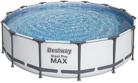 Bestway Steel Pro Max Round Frame Swimming Pool with Filter Pump, Grey, 14ft