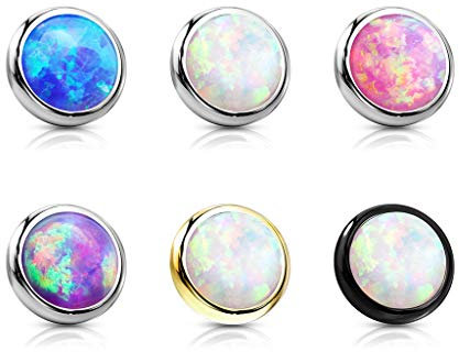 Paula & Fritz® Aufsatz-Dermal Anchor 3 mm Opal 316L Chirurgenstahl 1,2 mm Gewinde Haut-Anker Skin Diver Implantat Kugel