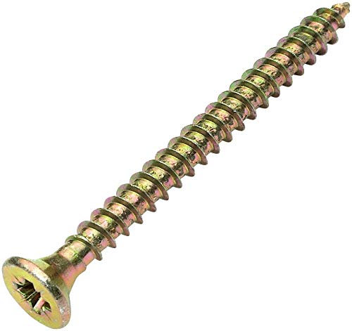 Aerzetix - C45145 - Lot de 100 - Vis à Bois - Ø3x35mm - en Acier Laitonné Métal - Tête Fraisée - à Empreinte Cruciforme Pozidriv - Couleur Laitonné