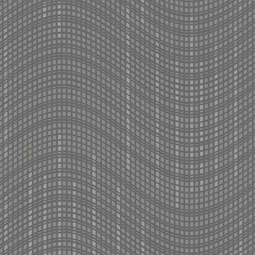 Paste The Wall - Grey & Silver Glitter Geometric Tiles Waves Wallpaper - IH18006