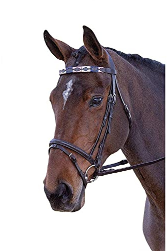 Shires Blenheim Polo-Stirnband, Leder, Rosa/Natur/Marineblau