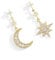 FEIFEI'S BOW Women Star Moon Fashion Jewellery Gold Silver Plated Bling Stud Earrings with Crystal Allergy Free (Gold)