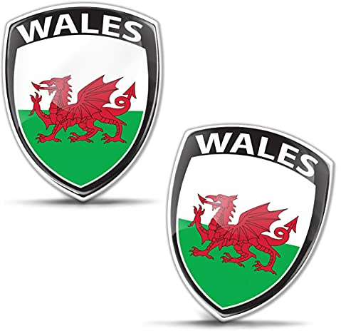 Biomar Labs Wales Wappen Auto Flagge Aufkleber 3D Doming 2er Set F 114