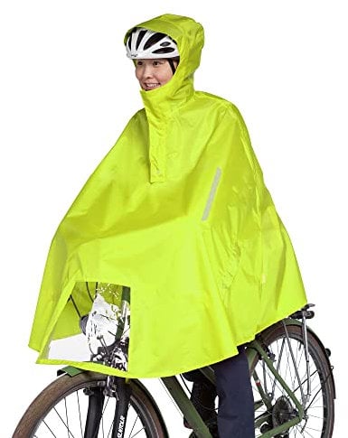 Tatonka Bike Poncho M - Wasserdichter Fahrrad-Poncho mit Kapuze, Sichtfenster für das Fahrradlicht, Reflektoren und Eingriffen für die Hände - Größe M (safety yellow)