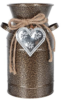 Angoily Shabby Chic- Vasen für Blumen Rustikale Galvanisierte Milchkanne aus Galvanisierter Blumenvase mit Herzförmiger Und Seildesign für Bauernhausdekor Haus- Und Küchentisch- Tischstücke