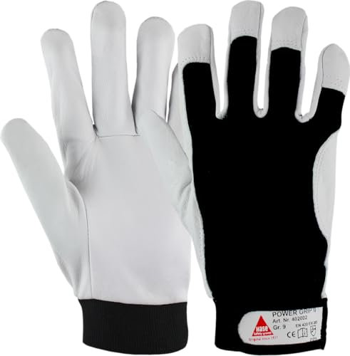 Hase Montagehandschuh Power Grip II, aus Ziegennappaleder, Oberteil aus Micro Gewebe, mit Klettverschluss und Neoprenbündchen, für Inn- und Outdoor geeignet (10, 11)
