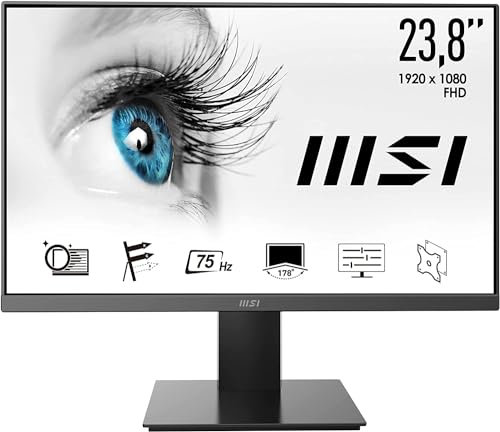 MSI PRO MP241X Monitor 23,8, FHD (1920x1080), 75Hz, MSI Eye Care (antisfarfallio, Less Blue Light, schermo antiriflesso), Pannello VA, VESA 75x75, 1x HDMI (1.4), 1x VGA