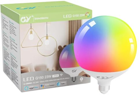 GY Ampoules Connectée E27 LED WiFi 23W G150 2400LM, Intelligente Dimmable Multicouleurs RGB&CCT 2700K-6500K, ampoule connectée alexa e27 Smart life Compatible avec Alexa/Google Home