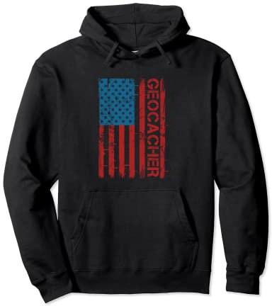 Patriotische amerikanische Flagge Geocaching Fan für Patriot Geocacher Pullover Hoodie