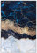 Mazovia Modern Teppich - Kurzflor Waschbar - Weich Teppich für Wohnzimmer, Schlafzimmer, Esszimmer – Teppiche Marmor Abstrakt Muster - Blau Grau Gold 140 x 200 cm
