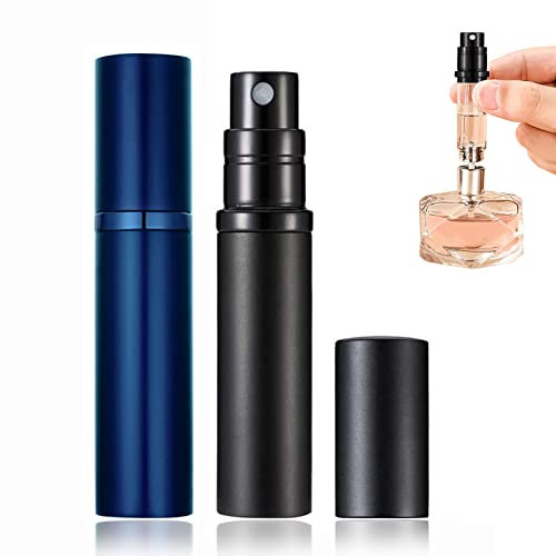 POTWPOT Atomizadores de perfume recargables, paquete de 2 atomizadores de perfume recargables, a prueba de fugas, elegante, atomizador de perfume para hombres y mujeres con tamaño de bolsillo de 5 ml