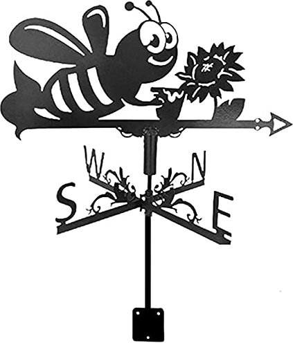 CAZARU Girouettes Vélo Cycliste Chien De Prairie Cygne Outils De Mesure du Vent Girouette Indicateur De Direction Girouette en Acier Inoxydable pour Jardins Extérieurs Maisons d'art De Fer, Abeille