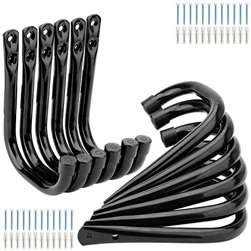 pipabiba 12 Pcs Garage Hooks, Heavy Duty J Hooks Max Load 20KG, Wall Mount Steel Utility Hanger Hanging Storage Organiser Hangers for Garden Hose, Power Tool (14cm x 10.6cm)