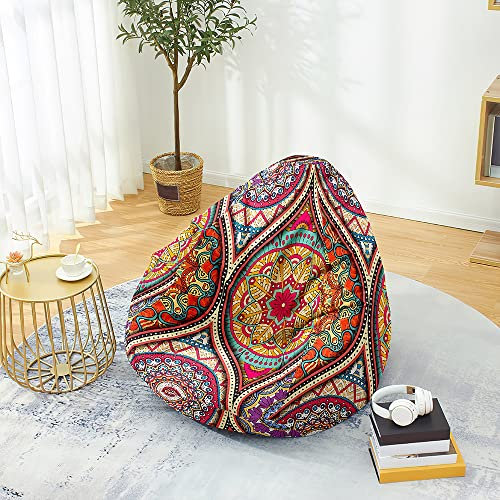 Highdi 3D NO Filler Beanbag,Soft Toy Storage Bean Bag Chair Cover Kids Adults,Lazy Sofa Beanbag NO Stuffed for Large Indoor Outdoor Bean Bag (XL:100x120cm,boho)