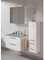 Lomadox Badezimmer Badmöbel Set mit Waschtisch Glaswaschbecken Spiegelschrank Beleuchtung Midischrank in weiß Glanz, B/H/T: ca. 122/200/50 cm