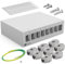 HB-DIGITAL Set : boîtier de panneau de brassage 8 ports pour modules Keystone + 8 x Cat.8 Keystone femelle RJ45 Jack pour installation réseau compatible avec câble de pose LAN Ethernet | Gris clair