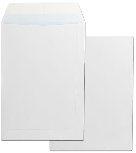 Papierumschläge, Umschlag aus Papier, weiß, über Größe B5, 176 x 250 mm, Umschlag aus Papier mit Verschluss aus Silikon für Dokumente, Versand · m-office (500 Stück, 176 x250 mm)
