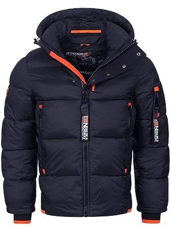 Geographical Norway Men's Winter Jacket Warm Lined Parka Quilted Outdoor Quilted Warm Quilted Buffer FvS Production H-H, navy, M