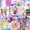 vamei Fashion Designer Studio Modedesign Mädchen Geschenk 7 8 9 10 11 12 Jahre, Nähset Bastelset Mädchen mit Stickerbücher, Stoff, 3 Schaufensterpuppen & Bleistifte, kreativ Set Geschenke für Mädchen
