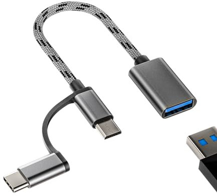 Cable OTG para iPhone 2 en 1, adaptador de puerto micro USB tipo C para Apple 15 Pro Max Plus iPad 10, Air4/5, Mini6, Pro 12.9 Thunderbolt Android, convertidor de mouse, cámara, dongle compatible con