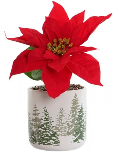 Hogar y Mas Flor DE Pascua Artificial con Maceta 10,5X10,5X20CM