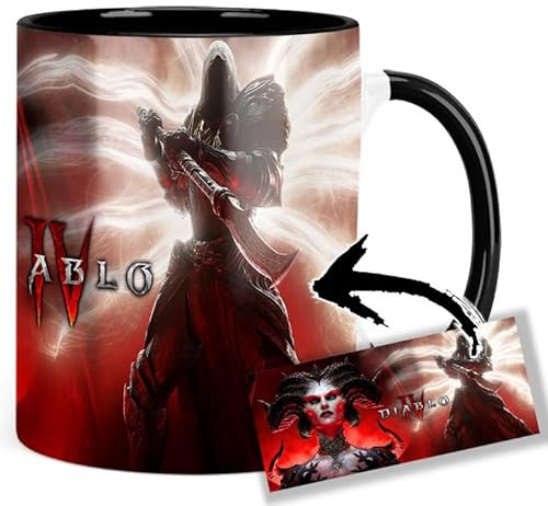 Diablo IV Lilith Demon Hunter Tasse Innen & Henkel Schwarz Keramikbecher Mug