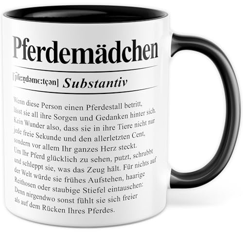 Tasse Pferdemädchen Geschenk Definiton Pferdeliebhaber, Kaffeetasse für Mädchen Geburtstag Mädchen Humor Pferd Pony Fan Geschenkidee für Frauen Lexikon Duden Witz Kaffee-Becher