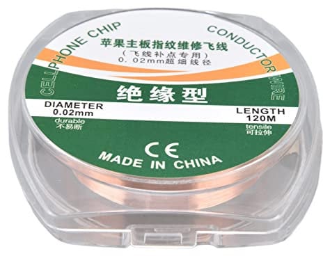 Insulated Conduction Wire, Ultra Fine Insulation Type Low Resistance 120m Length Diameter 0.02mm Phone Chip Conduction Wire Superfine Jumping Wire for Phone Soldering Repair