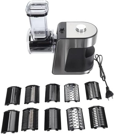 Coupe-légumes électrique 1000 W, Râpe électrique, Râpe à Fromage électrique, Lames en Acier Inoxydable, Machine à Salade, Opération à une Touche, Coupe-fruits pour la Maison,