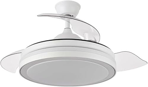 Mi Dekor Ventilador de Techo con Mando a Distancia, Silencioso, Temporizador, 3 modos de Luz, 6 Velocidades, 3 Aspas Retráctil, Diseño Moderno