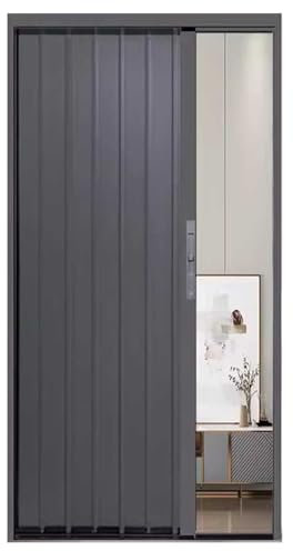 ZIMGOD Falttür Innentüren Abschließbare Graue Falttür mit Schloss und Schlüssel, Faltschiebetür aus Metall, Sichtschutztüren für Den Innenbereich, Raumteiler Schranktür Falttüren(35x39in (89x100cm))