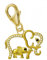 Charm Anhänger Gold Elefant 925 Silber Gelbgold vergoldet, Karabiner