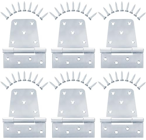 Lot de 6 charnières de portail robustes de 8,9 cm extra épaisses pour porte de grange, abri de jardin, grande barrière en bois, clôture en bois d'extérieur – Finition en fer zinc (vis incluses)