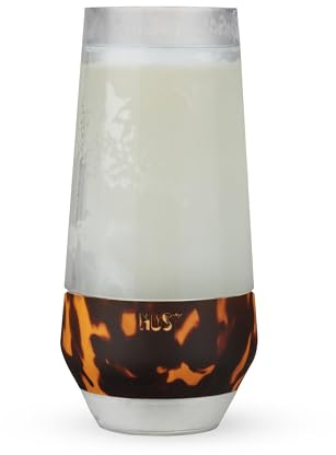 Host Champagne Freeze doppelwandige Weingläser ohne Stiel mit aktivem Kühlgel und isoliertem Silikongriff, 266 ml Kunststoffbecher, Schildpattbraun, 1 Stück