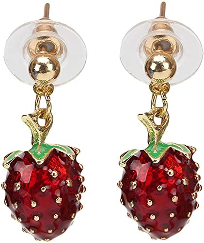 Einfache Persönlichkeit Rote Erdbeere Ohrstecker Ohrringe Kurze Frucht Ohrringe für Frauen, KurzLanglebig und nützlich.