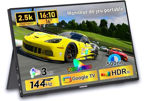 PAGEPINMU Ecran Portable 16'' | 2.5K QHD 2560x1600 | 144Hz | HDR | 500 Nits (GTV OS)