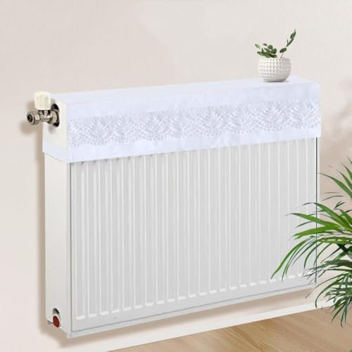 Housse de radiateur en lin filé, lavable et respirant, housse décorative en dentelle pour radiateurs domestiques, (60 cm)