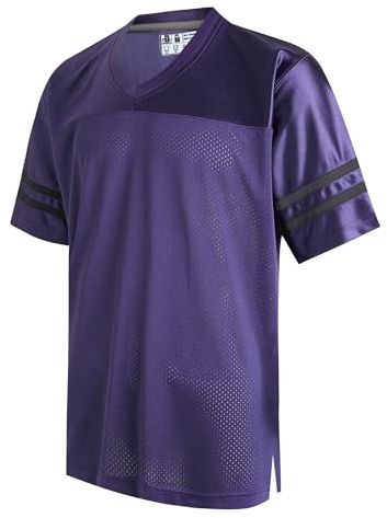 DEHANER Purple Men's Women's American Football Jersey for Unisex Cool Casual T-Shirt Halloween Tops Outfits Black Stripe-Purple Jersey,Men Size Medium