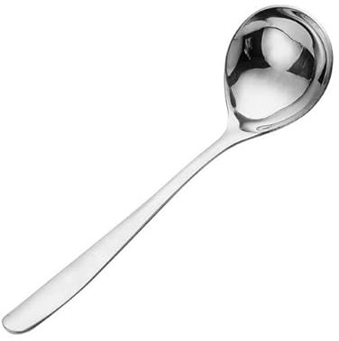 Cke Lot de 2 louches à soupe en acier inoxydable – Cuillère à sauce – Pour hôtel, maison, restaurant, cuisine, argent, avec 1 passoire droite veinée de 6 cm