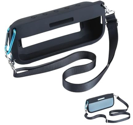 Silikonhülle kompatibel mit tragbarem Bluetooth Lautsprecher Bose SoundLink Flex | Mit Schultergurt und Griff | Kratzfeste Reisetragetasche