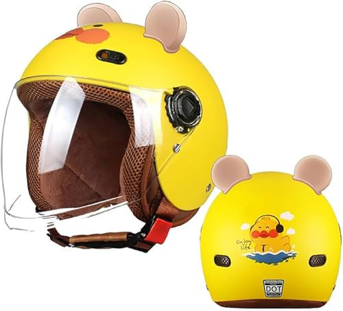 Kinder Motorradhelm Roller Helm Jethelm Mit Sonnenblende, Mädchen Rollerhelm Junge Mofa Helm, Schnellverschluss Tasche, 48-55Cm, Für 5 Jahre - 12 Jahre Kid Q,48-55cm