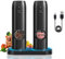Haomacro Pepper Grinder Set of 2,USB Rechargeable Electric Pepper Mill with Charging Base,Ceramic Grind and Adjustable Coarseness,Automatic Grinder Gift for Mom,Famialy Home Kitchen Cooking